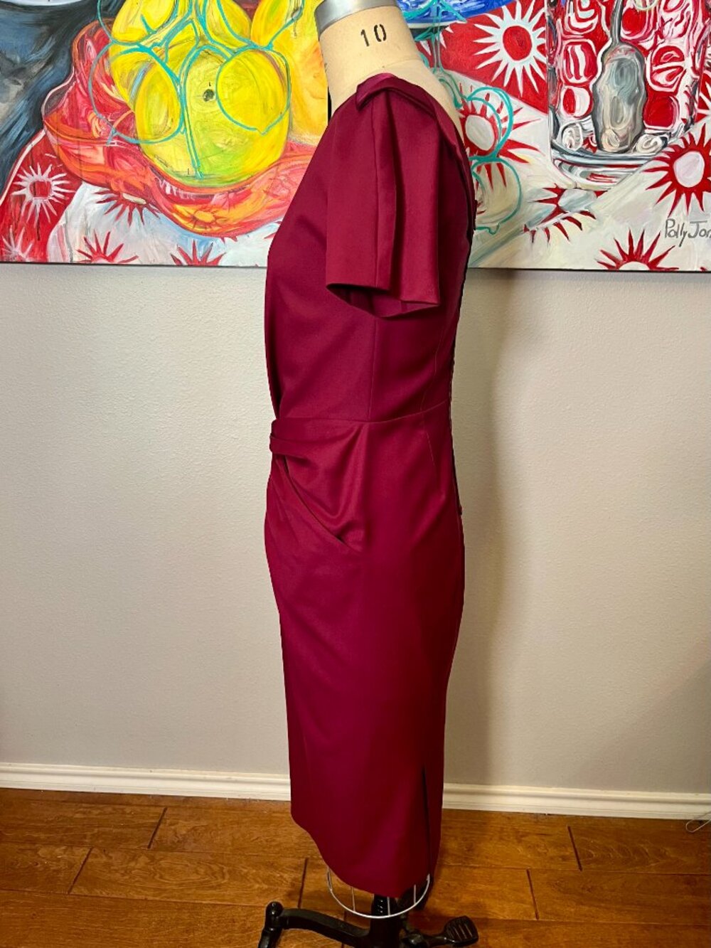 Rachel Roy Wool Runway Collection Berry Draped Wool Sheath Dress - Picture 5 of 15